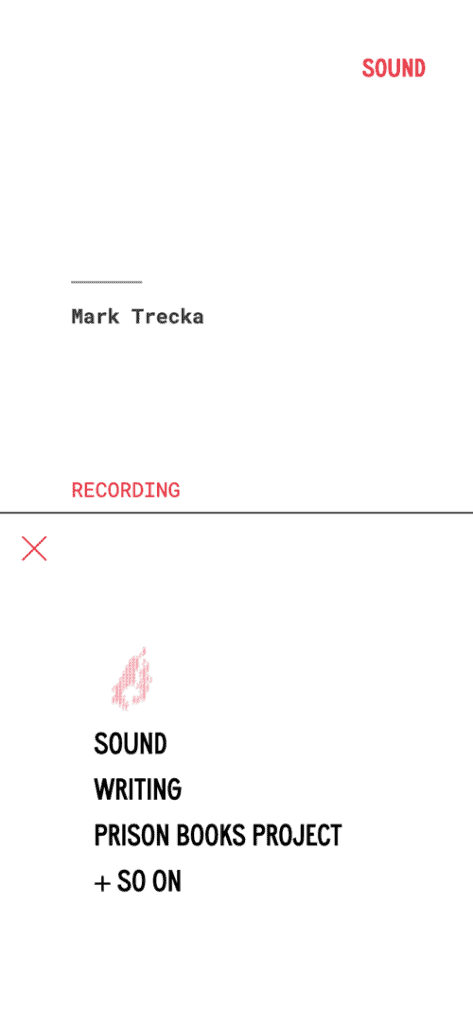 The mobile design for Mark Trecka's site with the menu expanded.